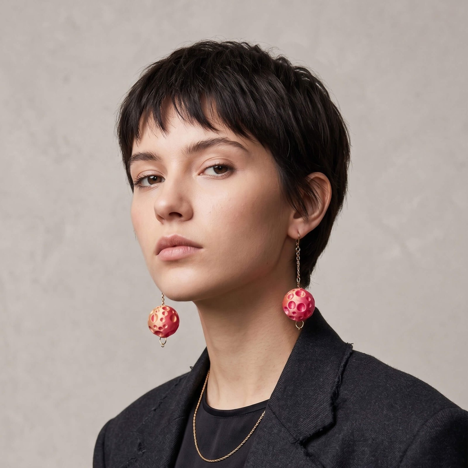 Pendientes Moon Sunset Fucsia - Imagen 2