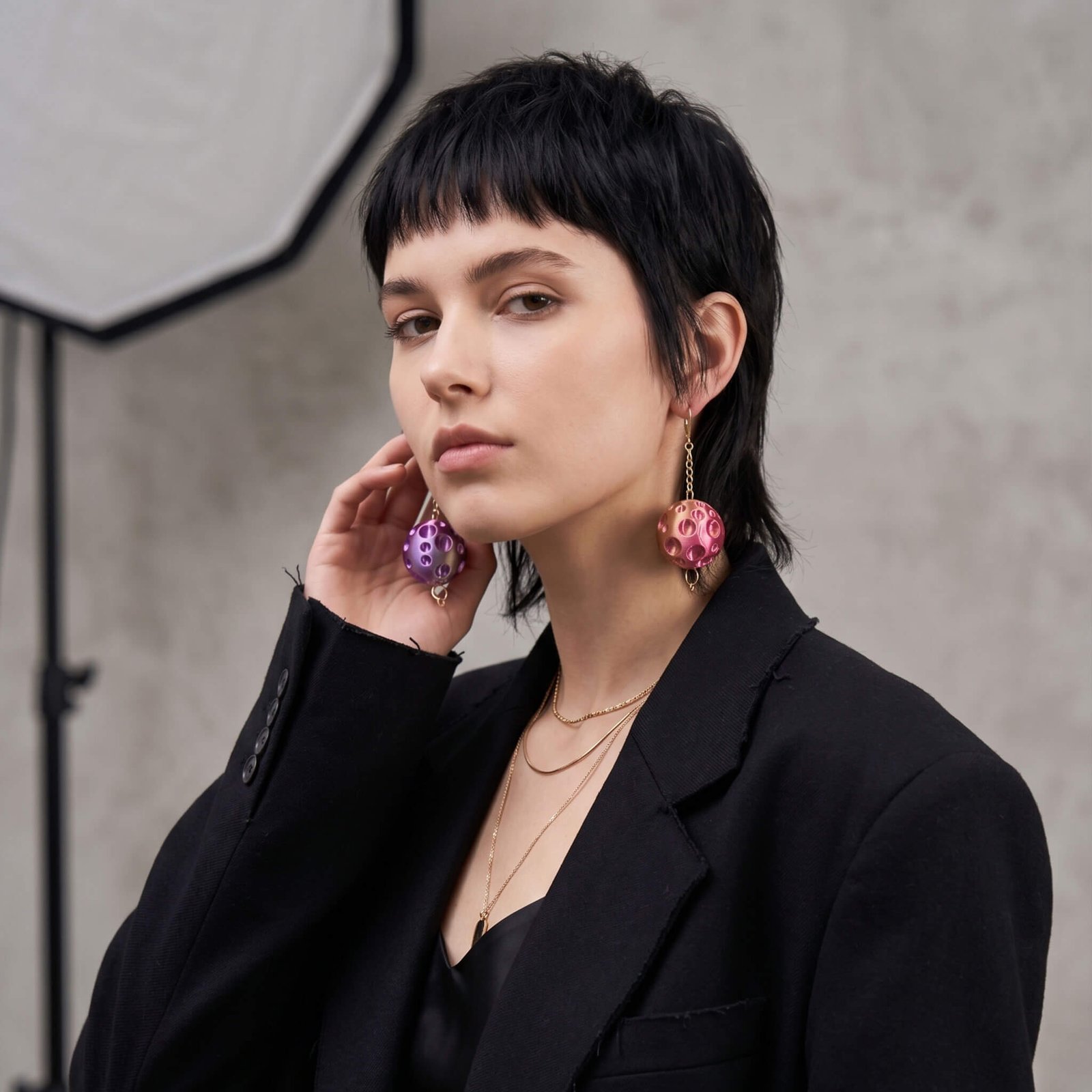 Moon Earrings Violet Aura Purple - Image 2