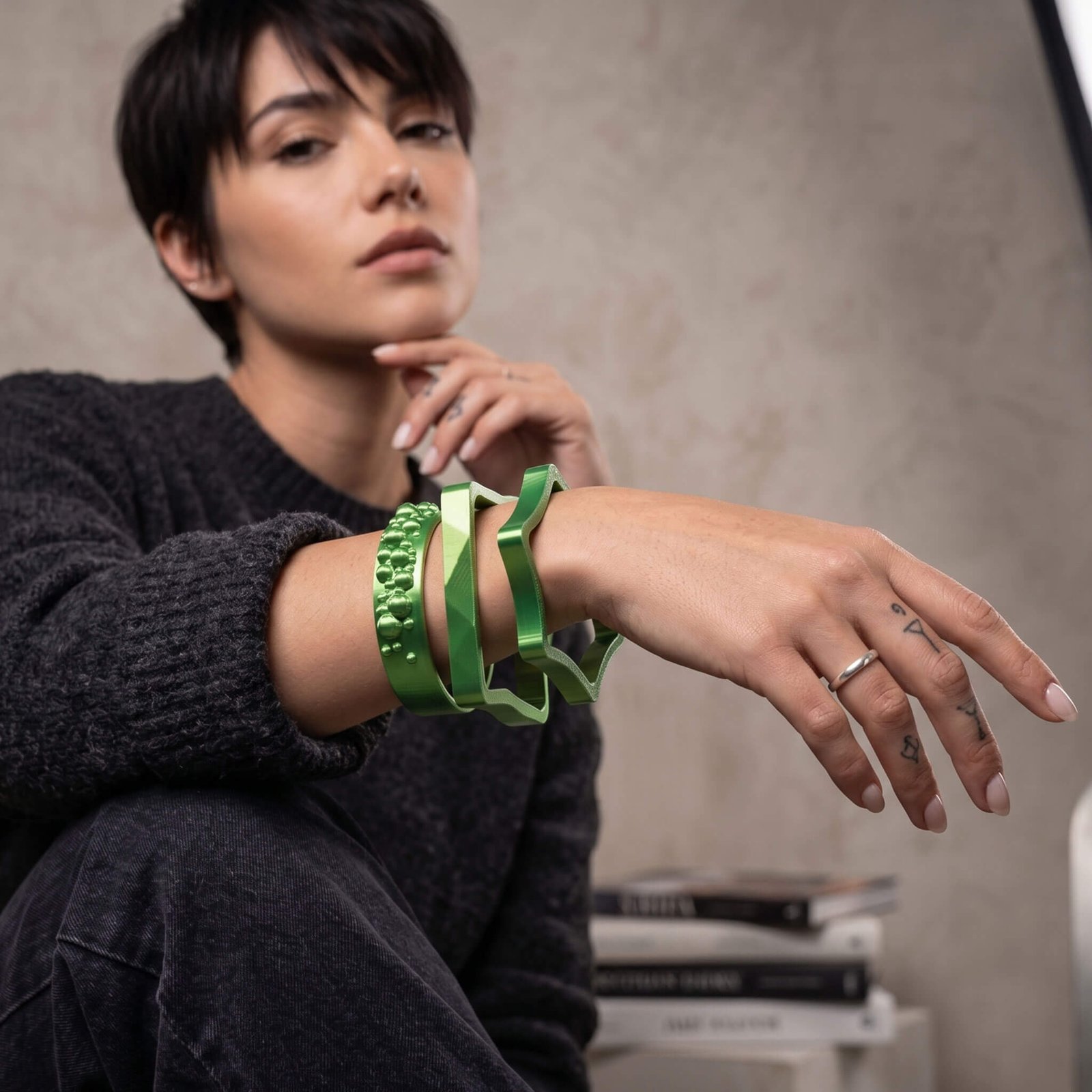 Pulseras 3D Duo Nova Verde Lima - Imagen 2