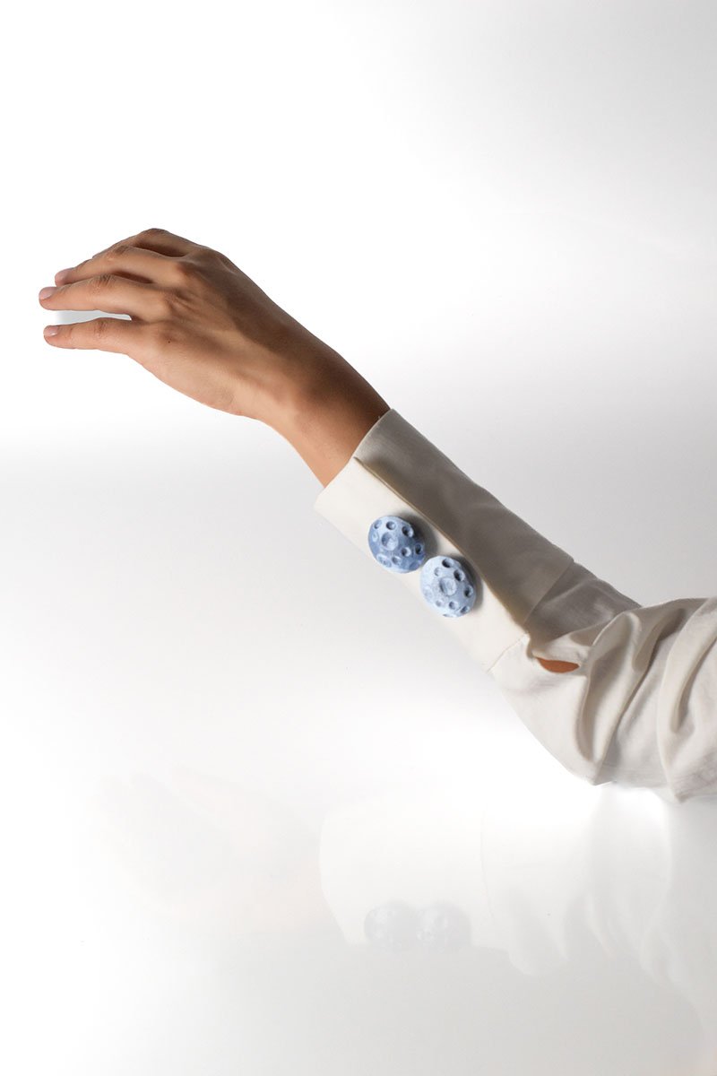 Half moon button cover sky blue