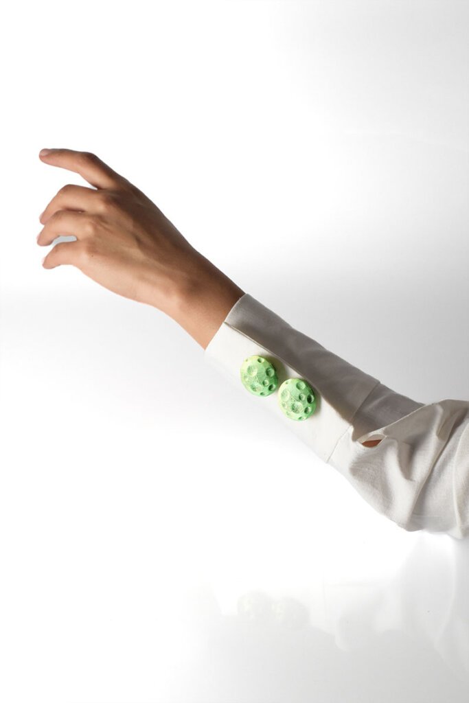 Half moon button cover green