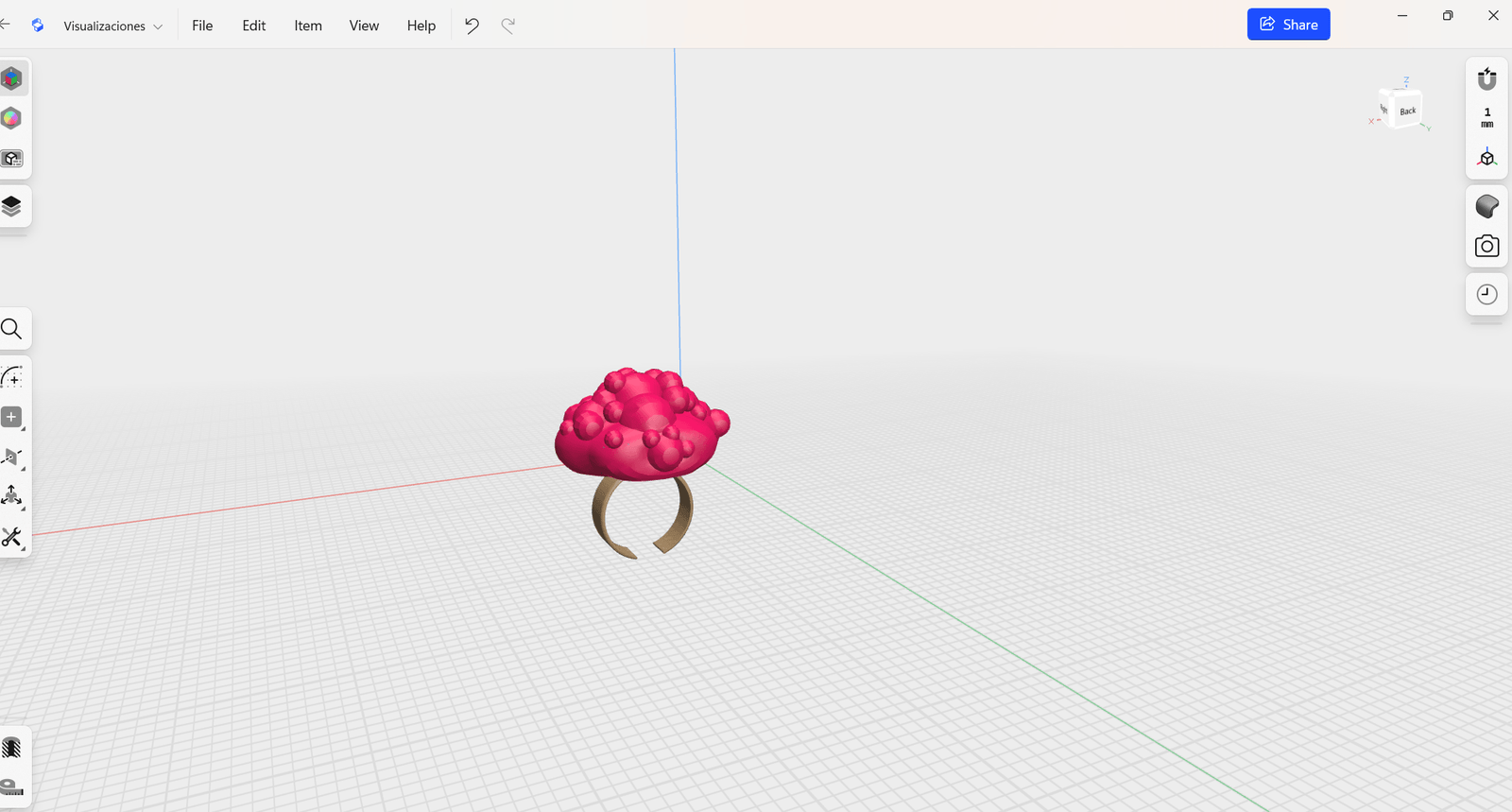 anillo diseñado en 3D shapr3D por Nodos by G